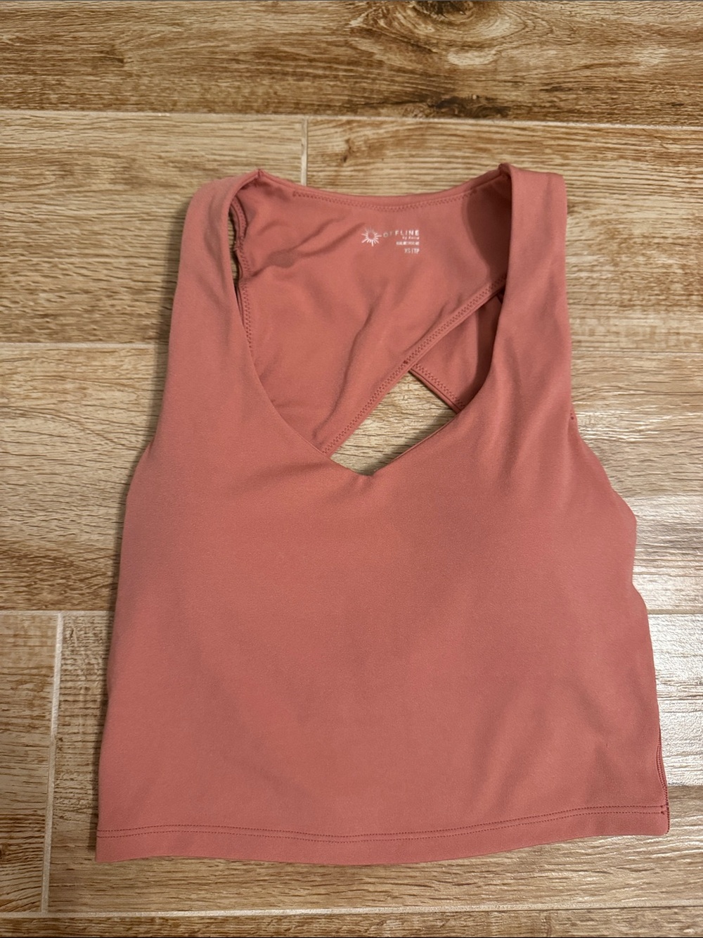 Offline aerie Rose Dust Cross Back Padded Workout Top